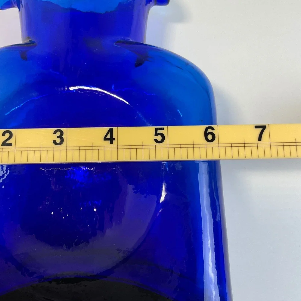 Blenko Cobalt Blue Glass Water Carafe Pitcher 384 Pinched Spout Made in USA